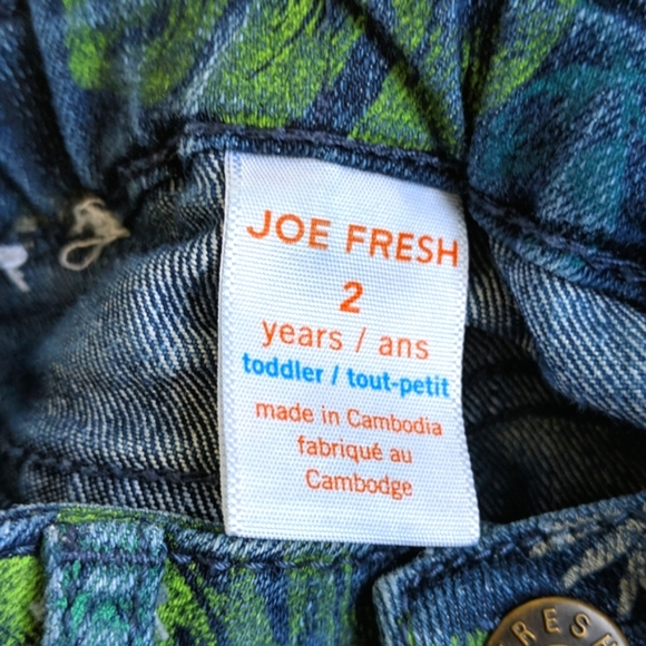 joe fresh tropical floral printed denim cut off jean shorts 2T toddler girls - Picture 3 of 5